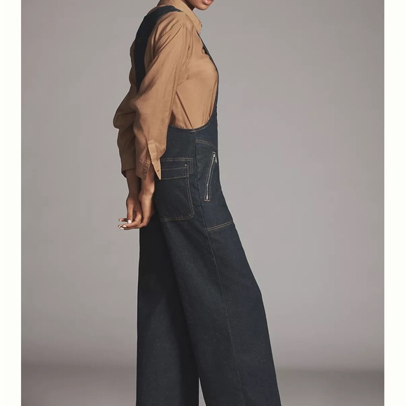 Maeve Wide-Leg Denim Button Up Jumpsuit - Picture 3 of 7